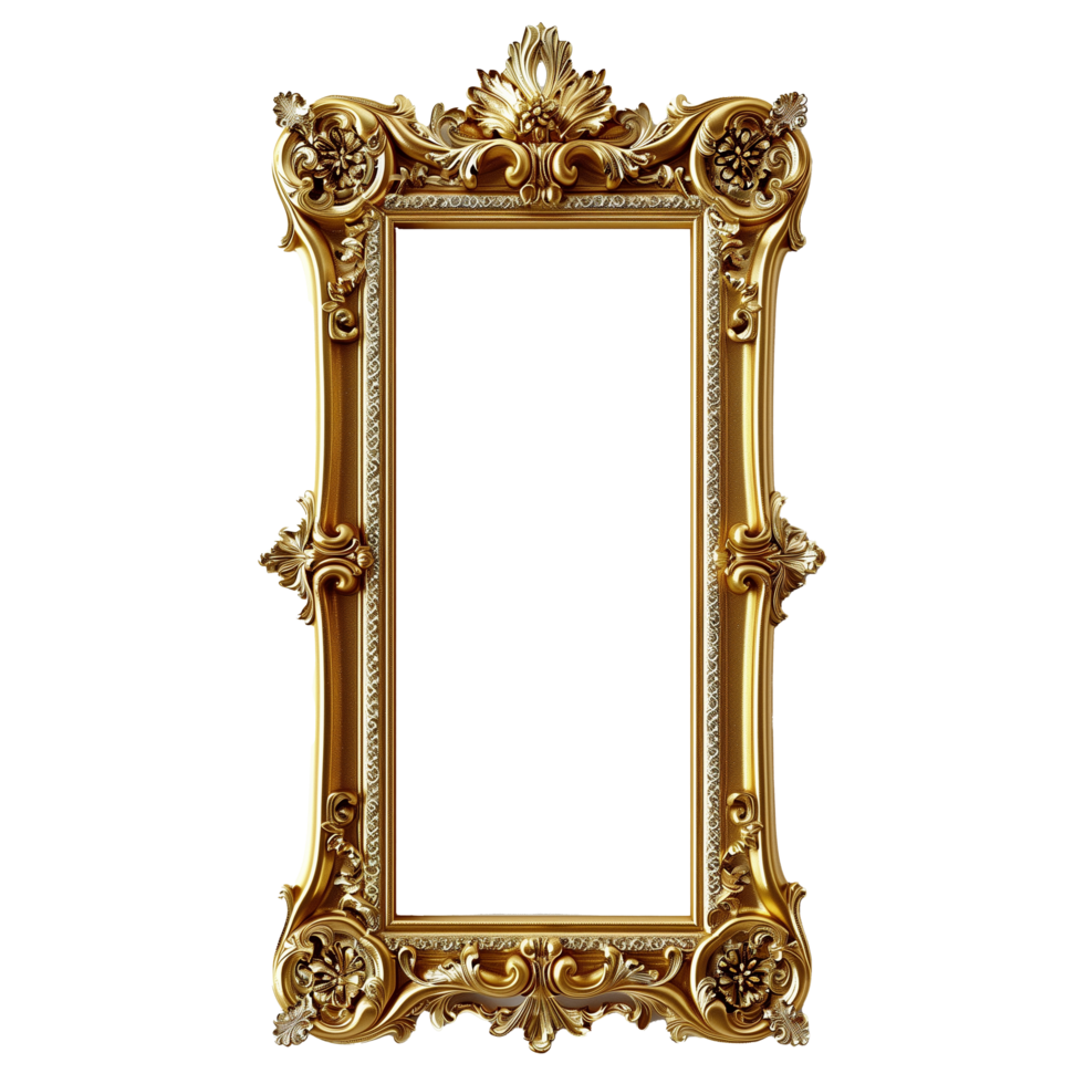 AI generated Ornate golden frame with a transparent background png