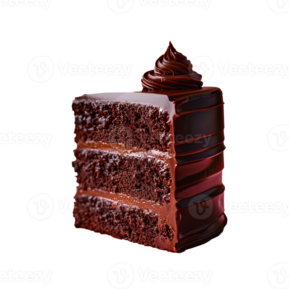 AI generated A slice of chocolate cake with a chocolate frosting png