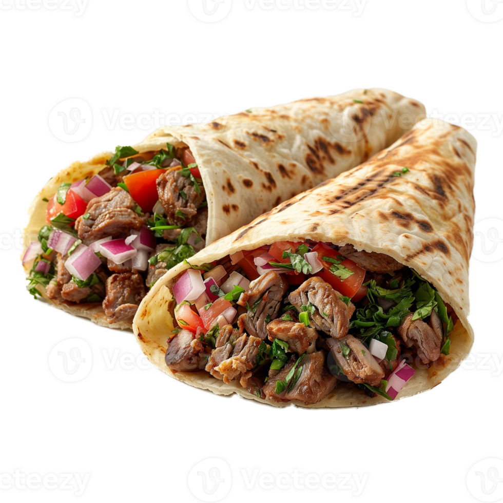 AI generated Two burritos filled with meat and vegetables png