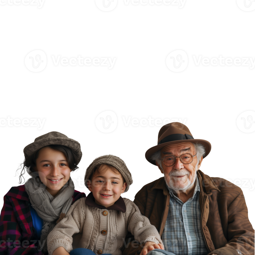 AI generated Multi-generational family in casual wear with transparent background png