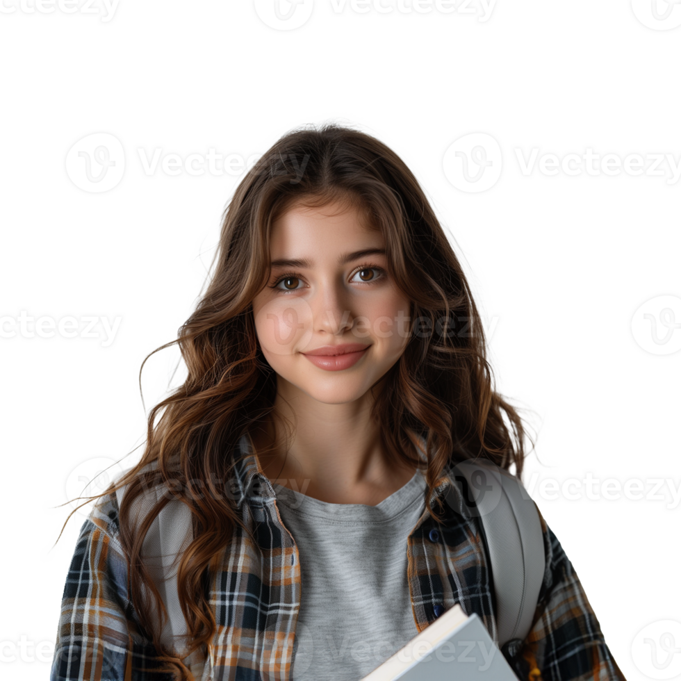 AI generated Smiling young student with backpack and book png