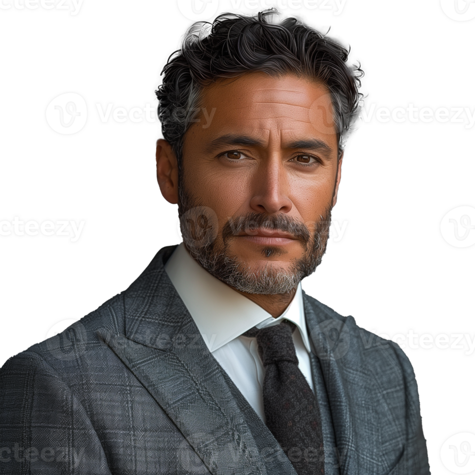 AI generated Confident businessman with gray hair and suit on transparent background png