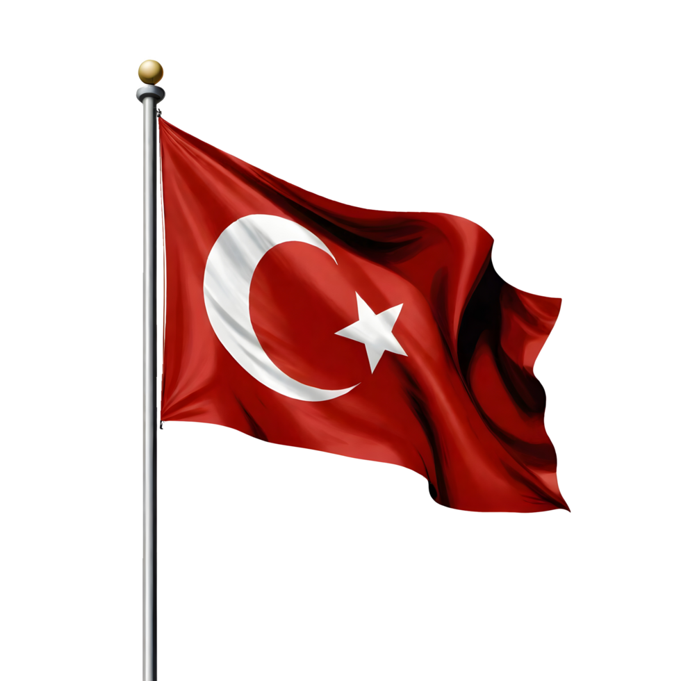 AI generated Waving Turkish flag with a transparent background png