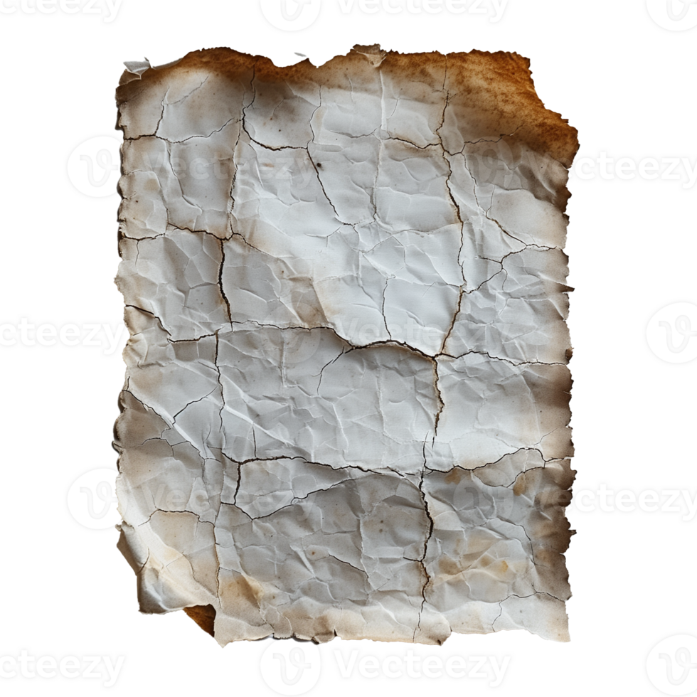 AI generated Aged paper with burnt and torn edges on transparent background png