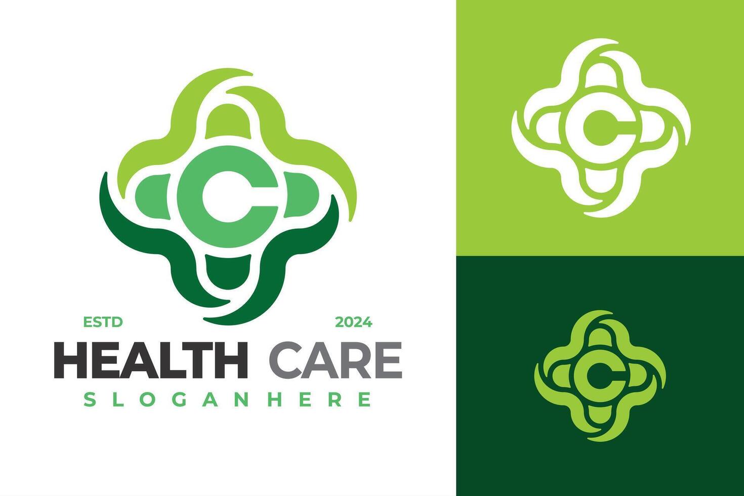 letra C salud cuidado médico logo diseño vector símbolo icono ilustración
