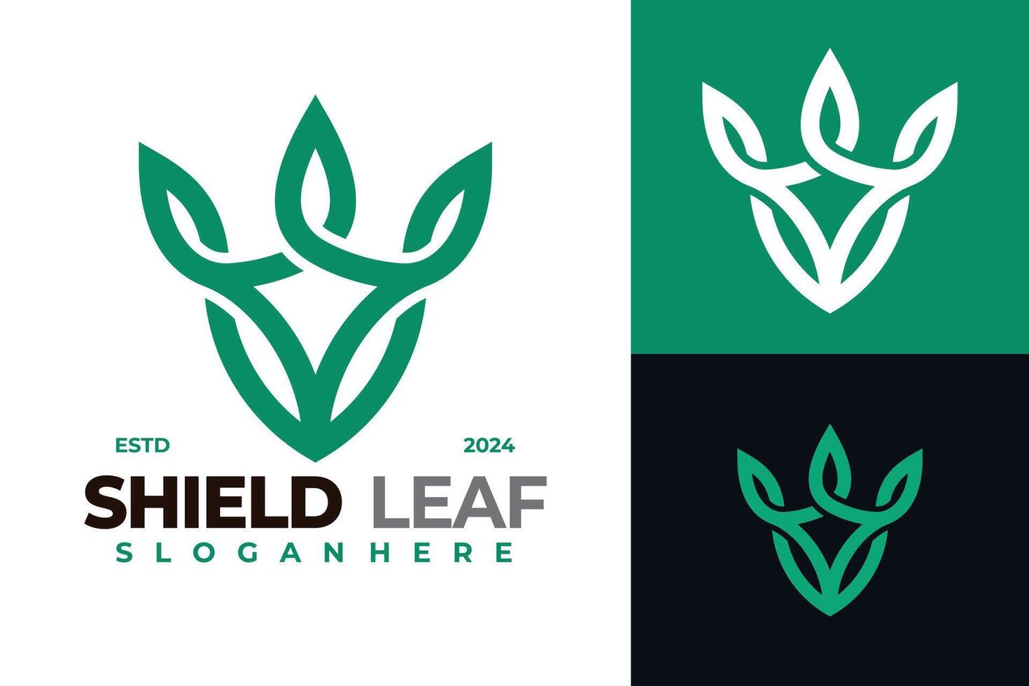 Nature Shield Leaf Logo design vector symbol icon illustration