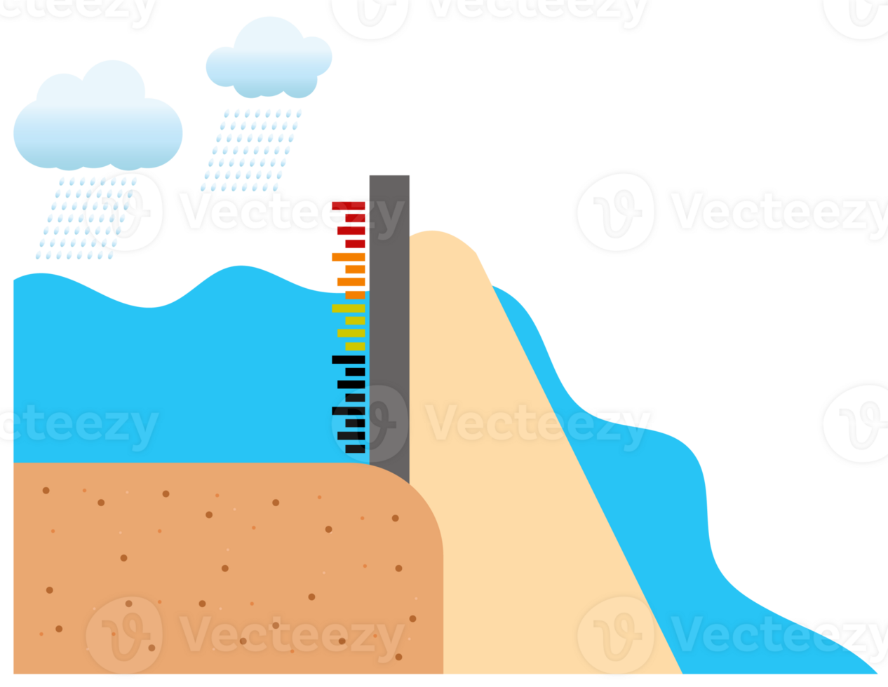 Rainfall in the dam large water reservoir png