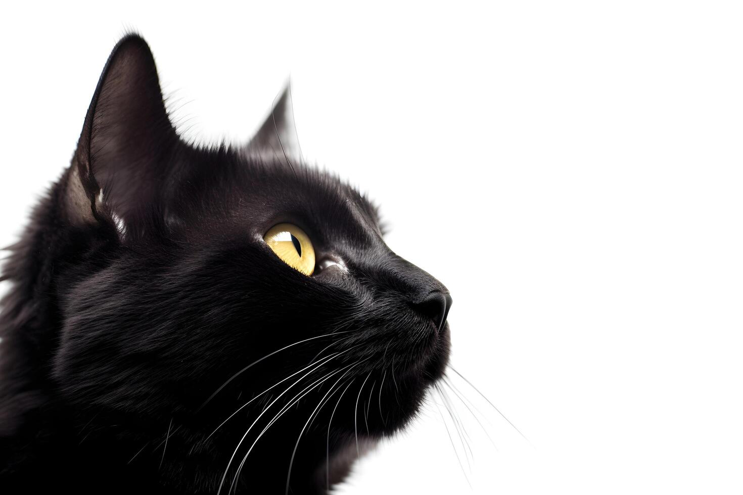 a kitten is looking up at the camera with plain background photo