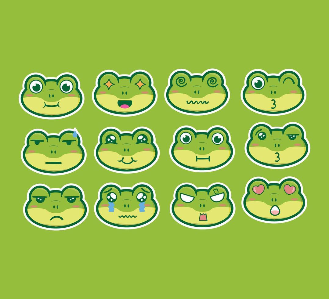 Frog Cute Icon Set Design vector