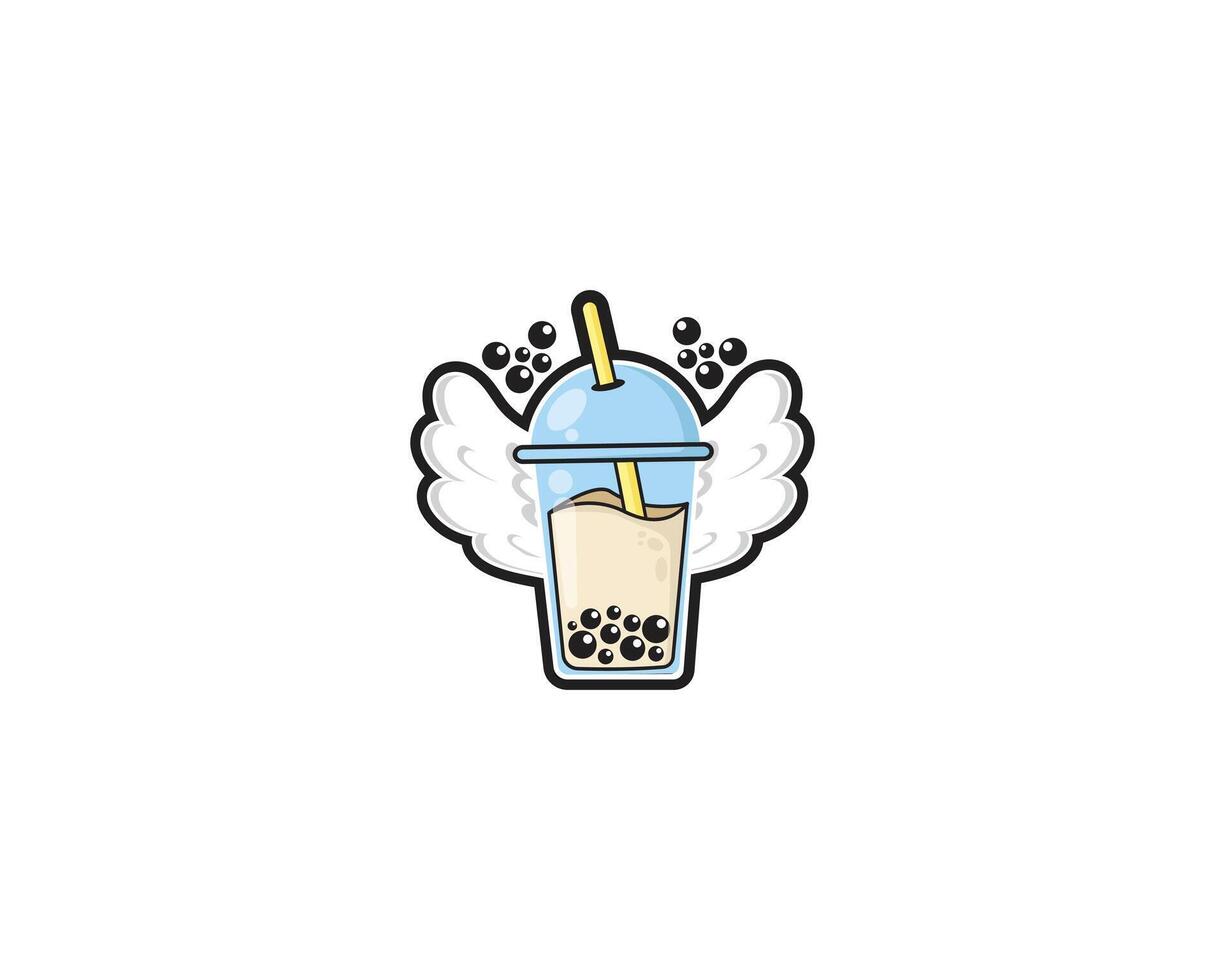 Bubble Tea wings Icon Vector Design