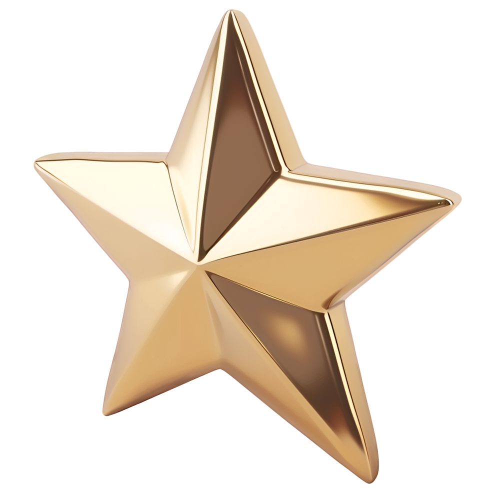 AI generated 3d gold star on transparent background. png