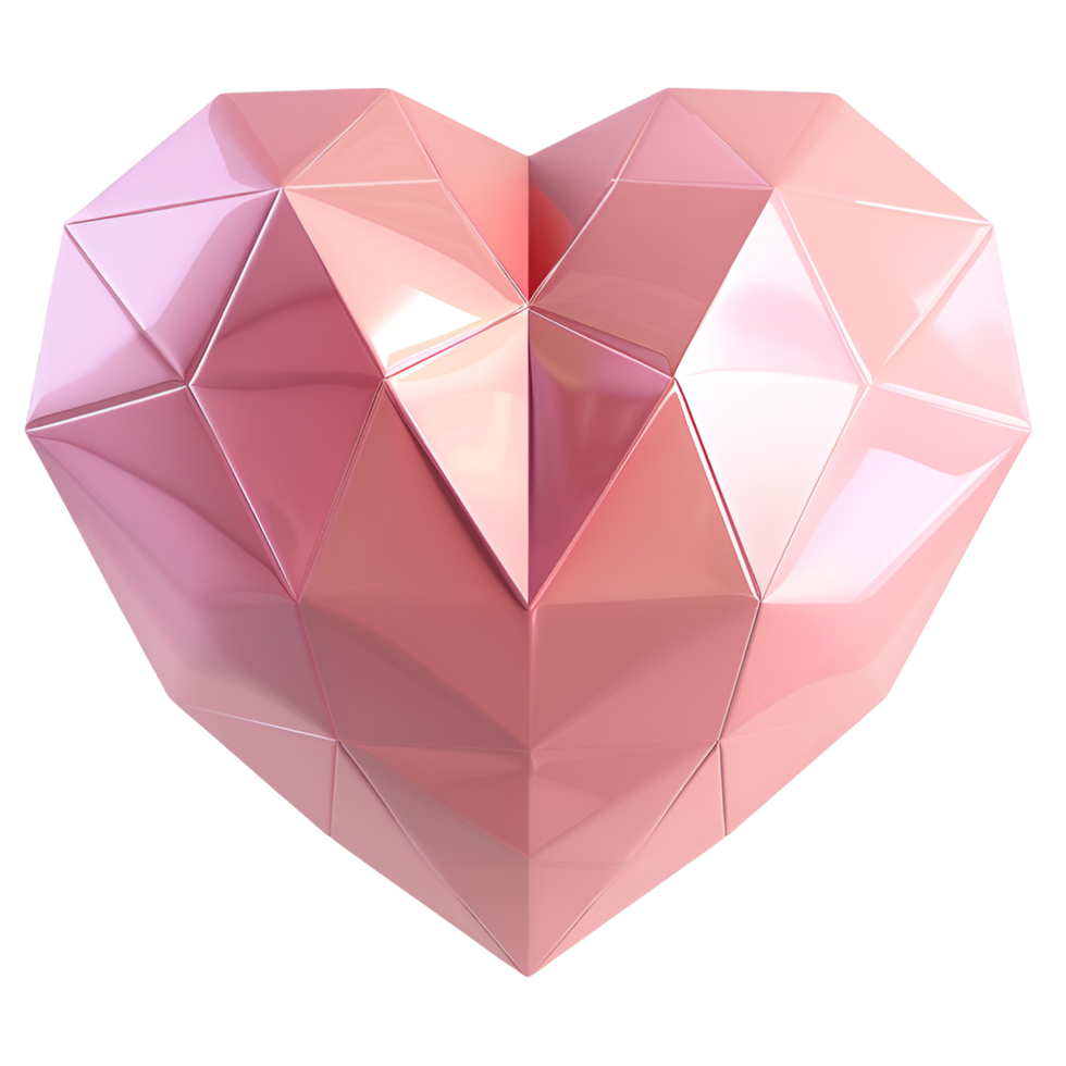 AI generated Pink polygon heart on transparent background. png