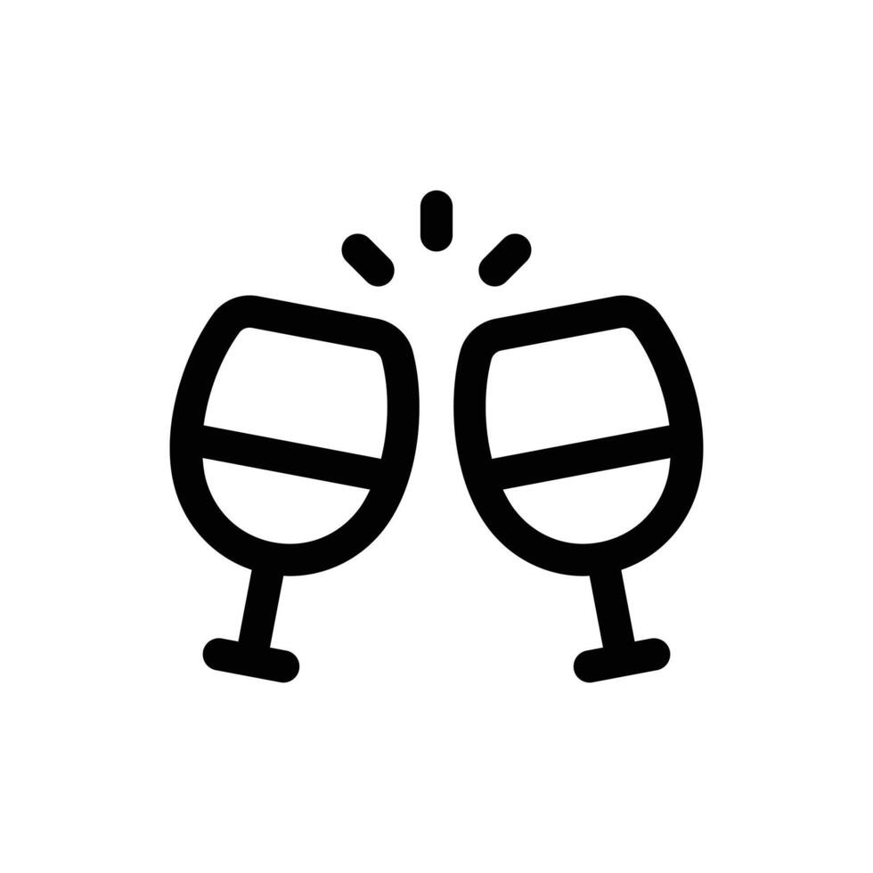 Simple Wine Cheers line icon isolated on a white background vector