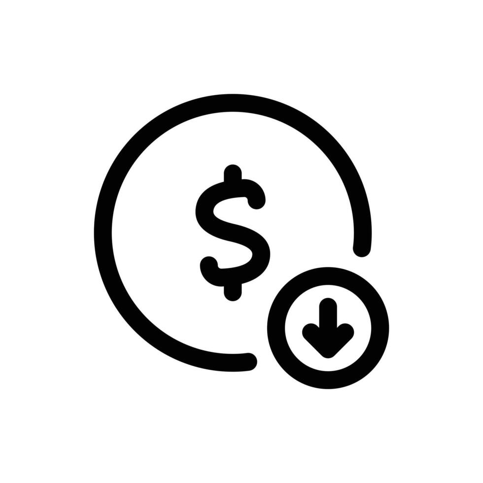 Simple Revenue Decrease line icon isolated on a white background vector