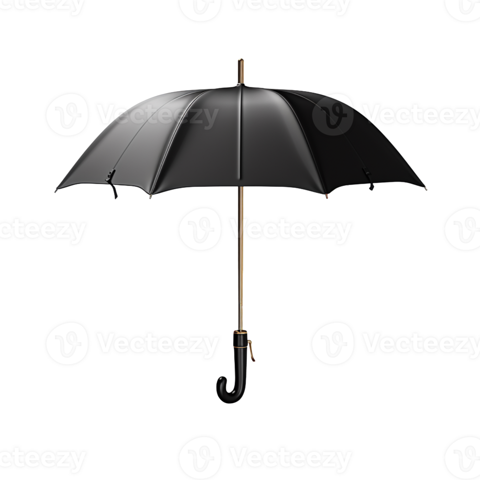 AI generated Open black umbrella isolated on transparent background png