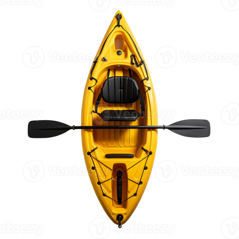 AI generated Yellow kayak with a paddle isolated on transparent background png