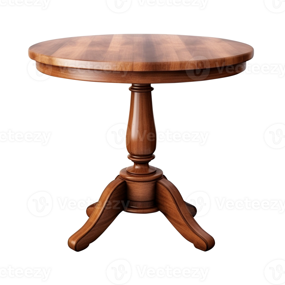 AI generated Rounded wooden retro table isolated on transparent background png