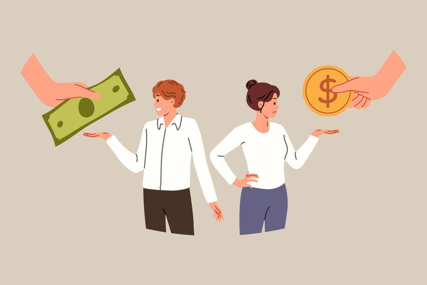 Difference in salary is caused by receiving different money for performing professional duties vector