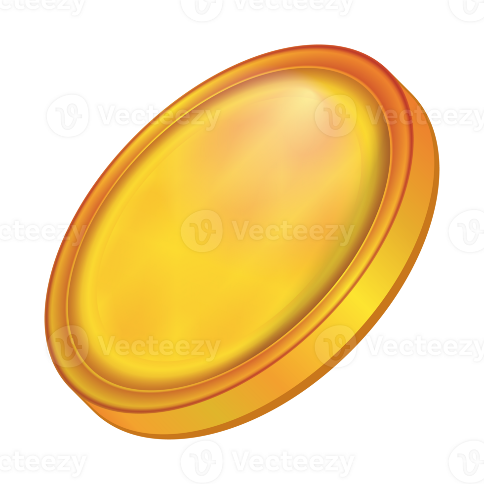 Gold Coin. Golden Money Sign. Colorful PNG illustration.