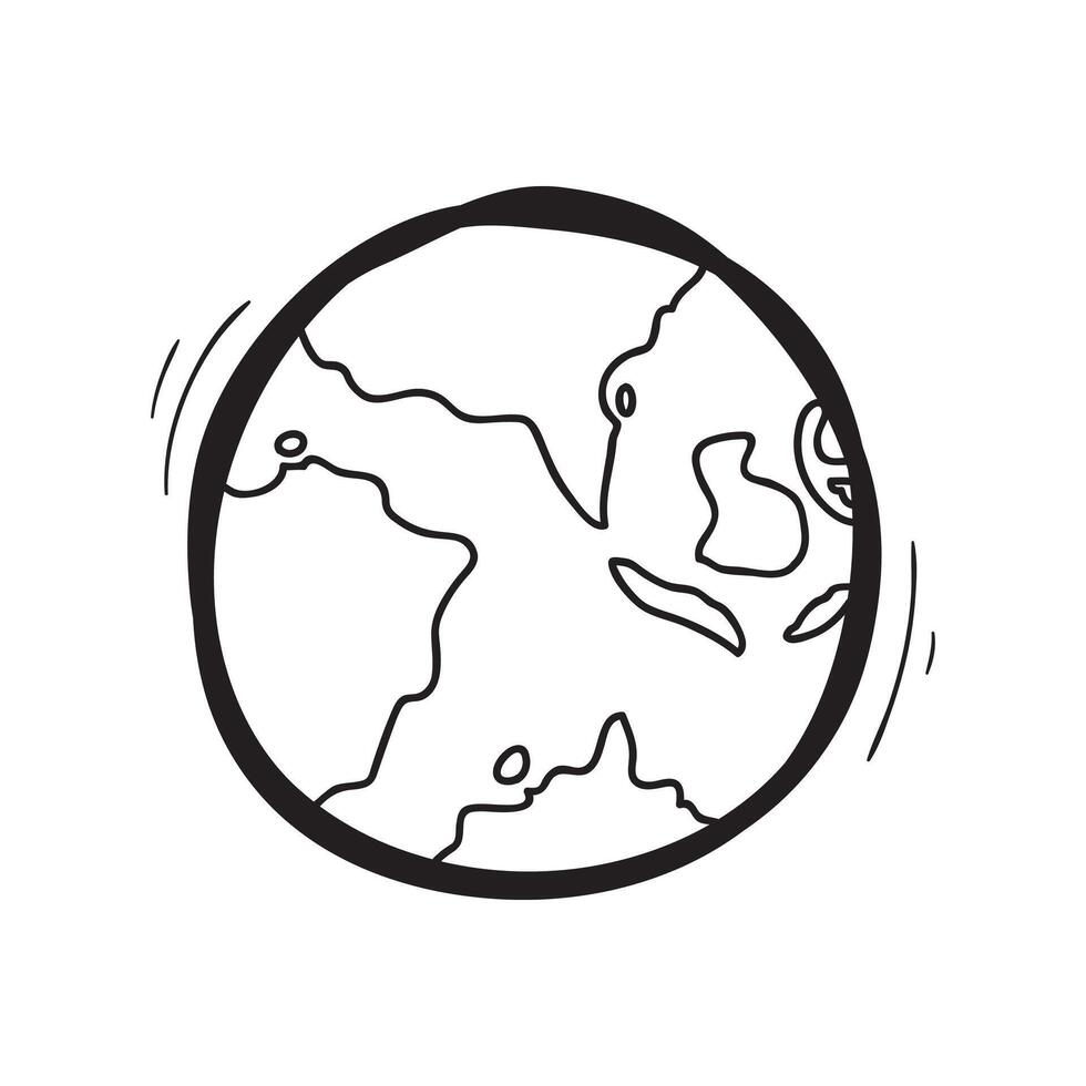 hand drawn Globe icon. Vector illustration. Flat doodle design. cartoon style vector isolated