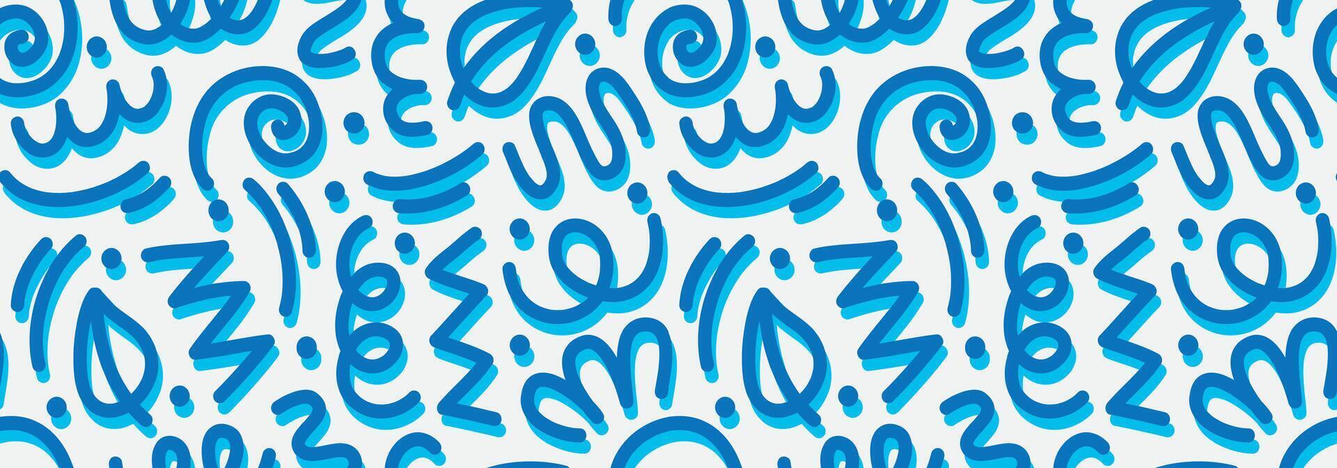 fun colorful line doodle seamless pattern. Creative abstract art background collection for children or festive celebration design. Simple childish scribble wallpaper print texture bundle. vector