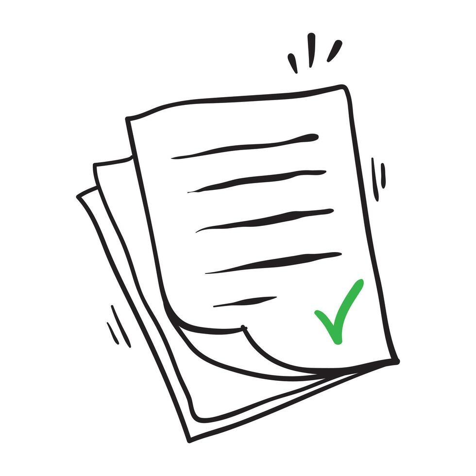hand drawn doodle pile of license or contract documents illustration vector isolated