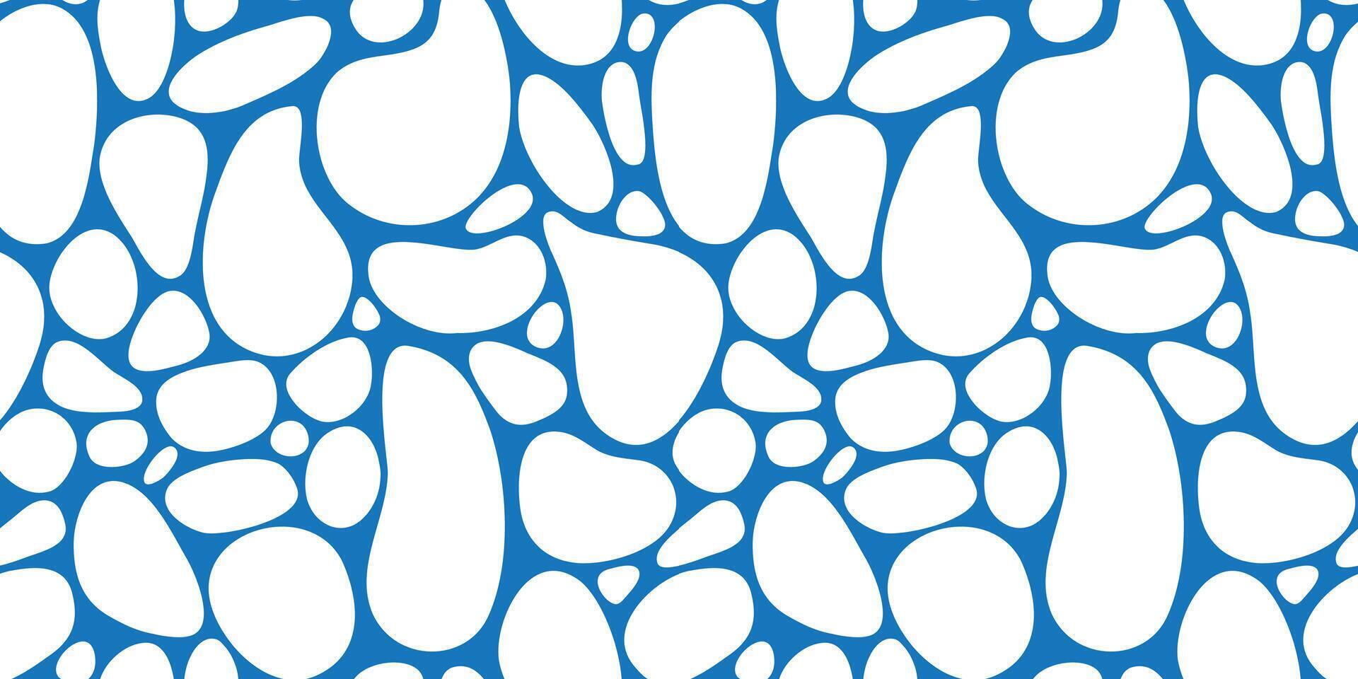 Cells seamless pattern. Hand drawn pattern. Blue and white abstract stones background. Vector illustration. Repeating stone texture. Elegant ornament. Modern design textile, paper,