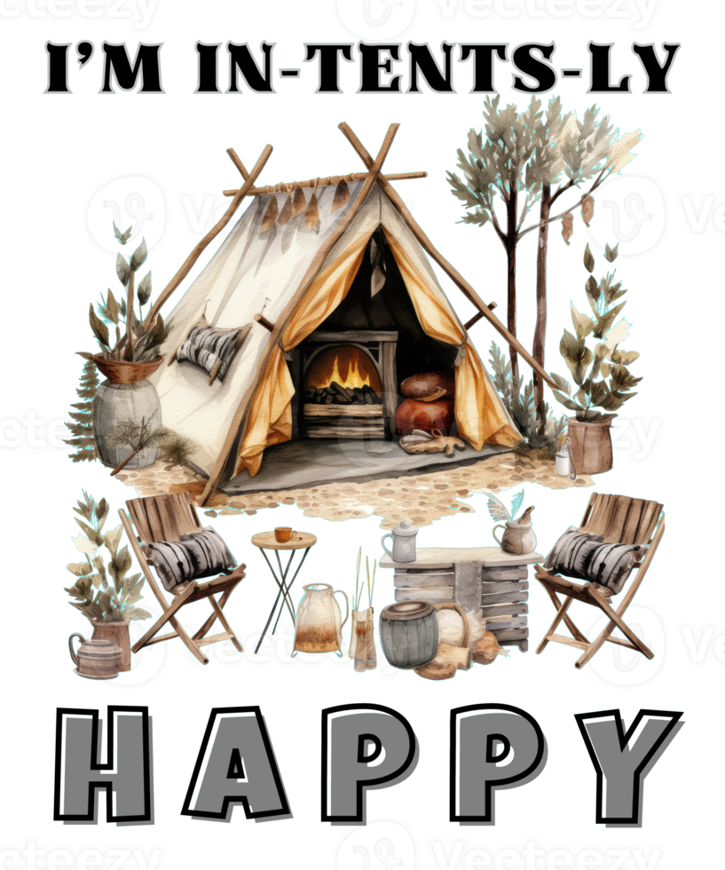 Camping in the forest t-shirt design png