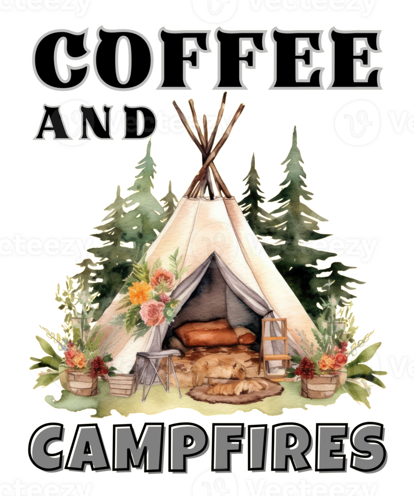 Camping in the forest t-shirt design png