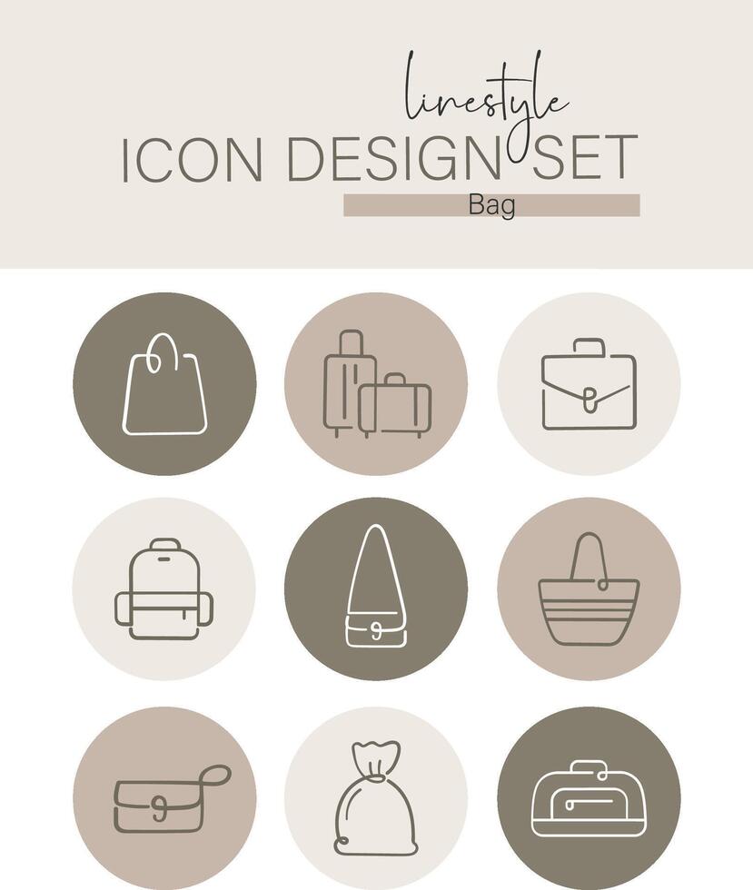 Linestyle Icon Design Set Bag vector