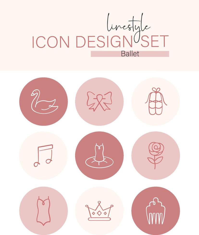 Linestyle Icon Design Set Ballet vector