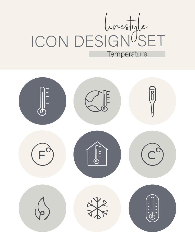 estilo de línea icono diseño conjunto temperatura vector