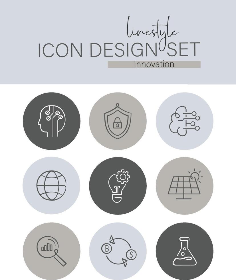 Linestyle Icon Design Set Innovation vector
