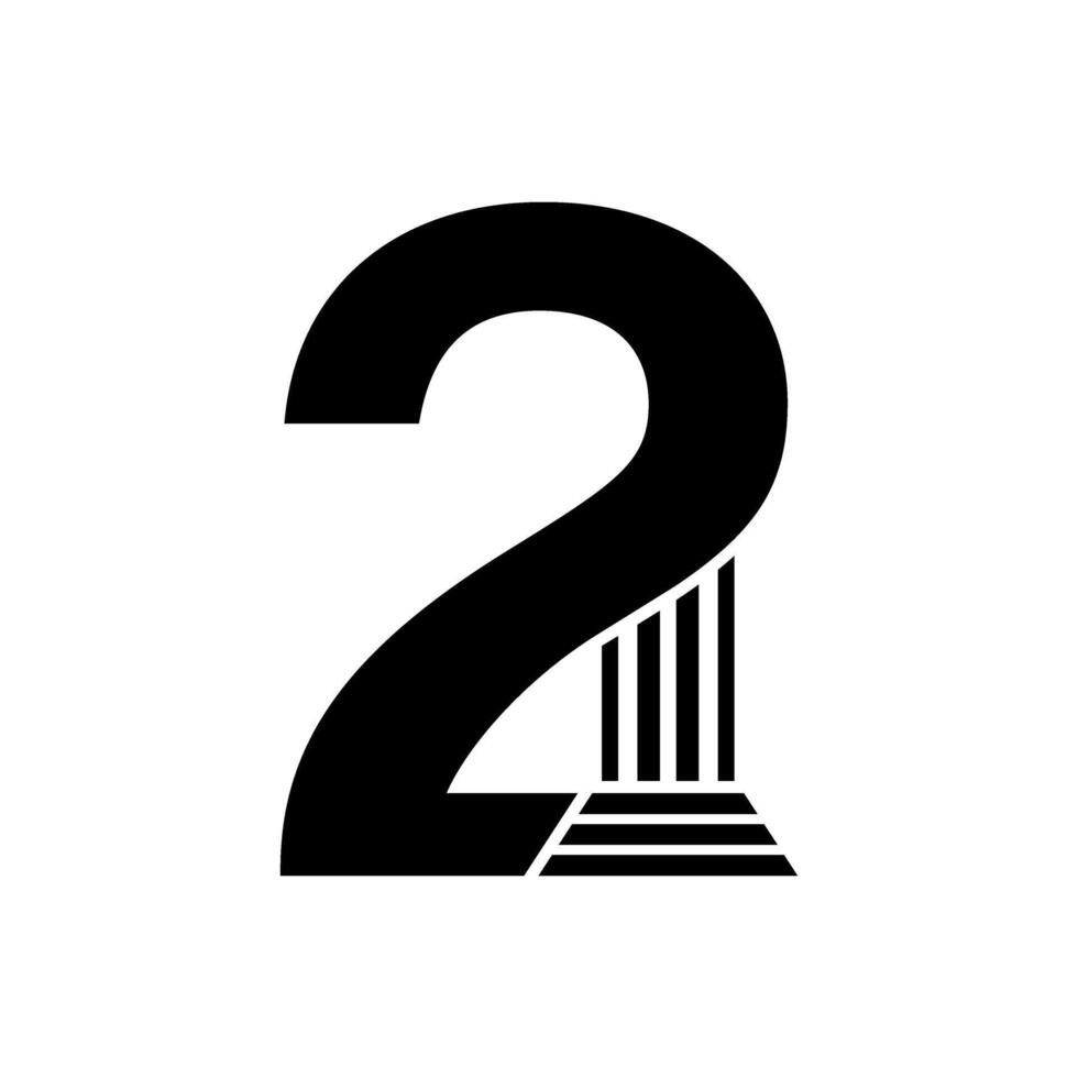 Sans Serif Number 2 Pillar Law Logo vector