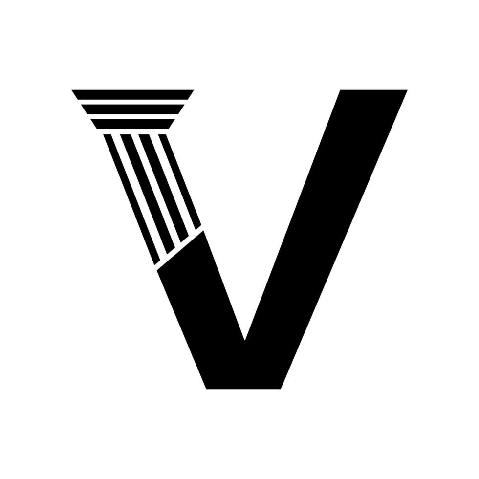 sans serif letra v pilar ley logo vector