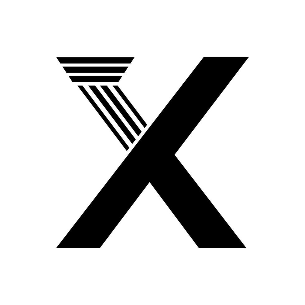 Sans Serif Letter X Pillar Law Logo vector