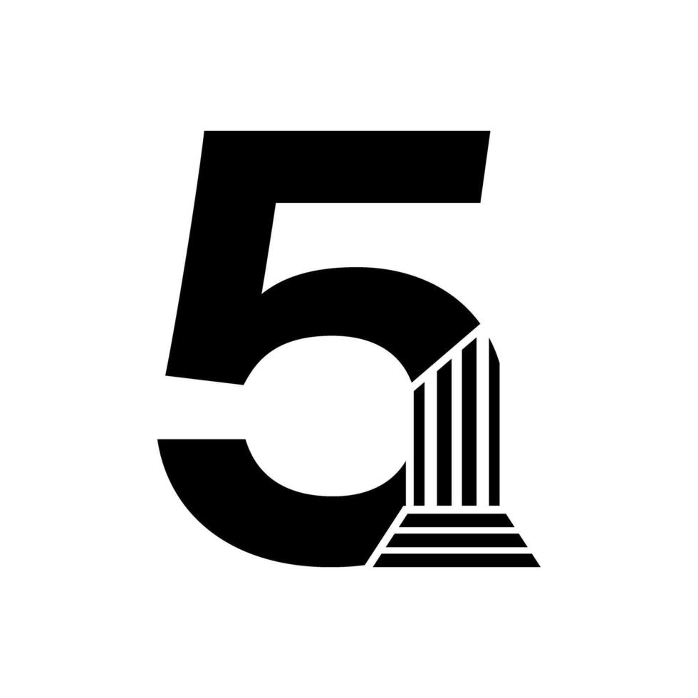 Sans Serif Number 5 Pillar Law Logo vector