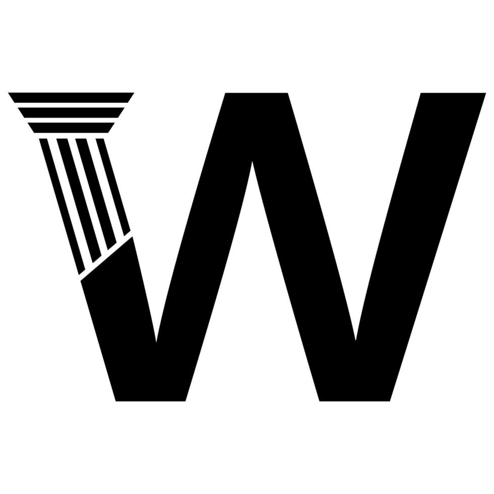 Sans Serif Letter W Pillar Law Logo vector
