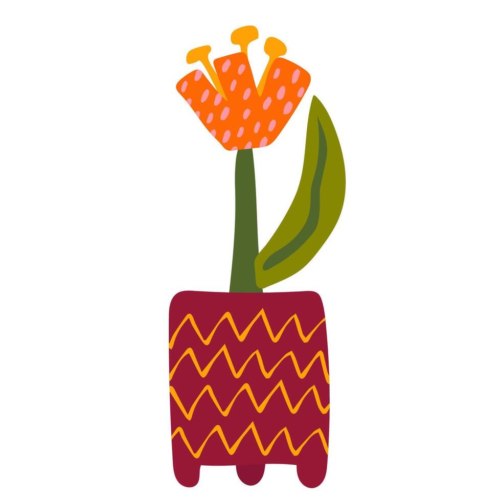 hand drawn tulip flower in a vase on a white background. Elements for logo, business card, booklet vector
