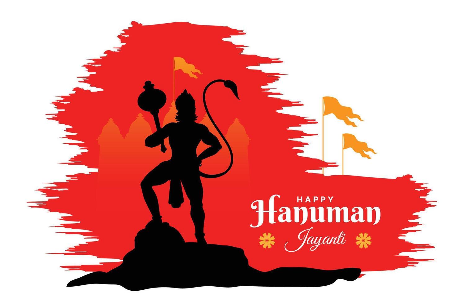 Happy Hanuman Jayanti festival, celebration of the birth of Lord Hanuman, greeting card post vector