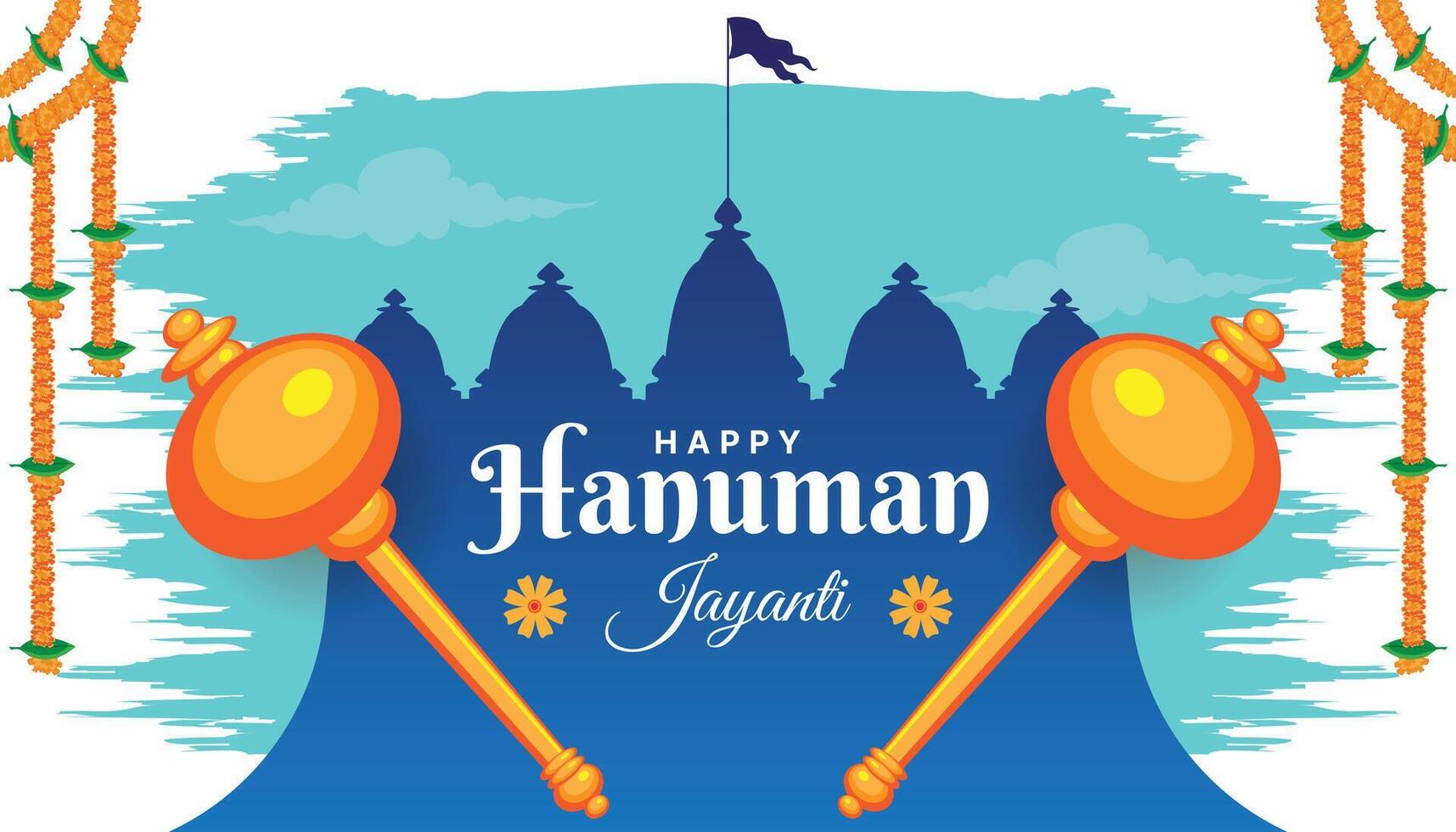 Happy Hanuman Jayanti festival, celebration of the birth of Lord Hanuman, greeting card post vector