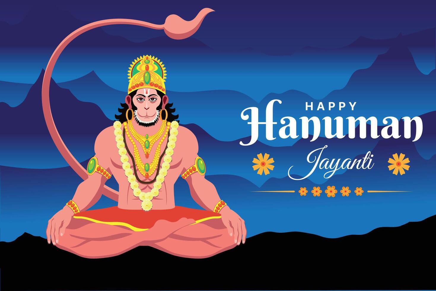 Happy Hanuman Jayanti festival, celebration of the birth of Lord Hanuman, greeting card post vector