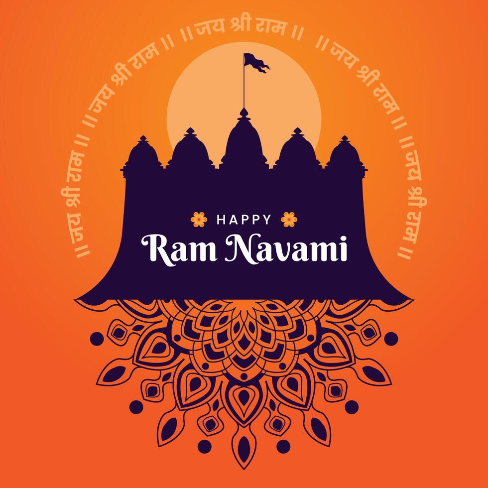 Hindu festival Happy Ram Navami celebration greeting card banner design vector