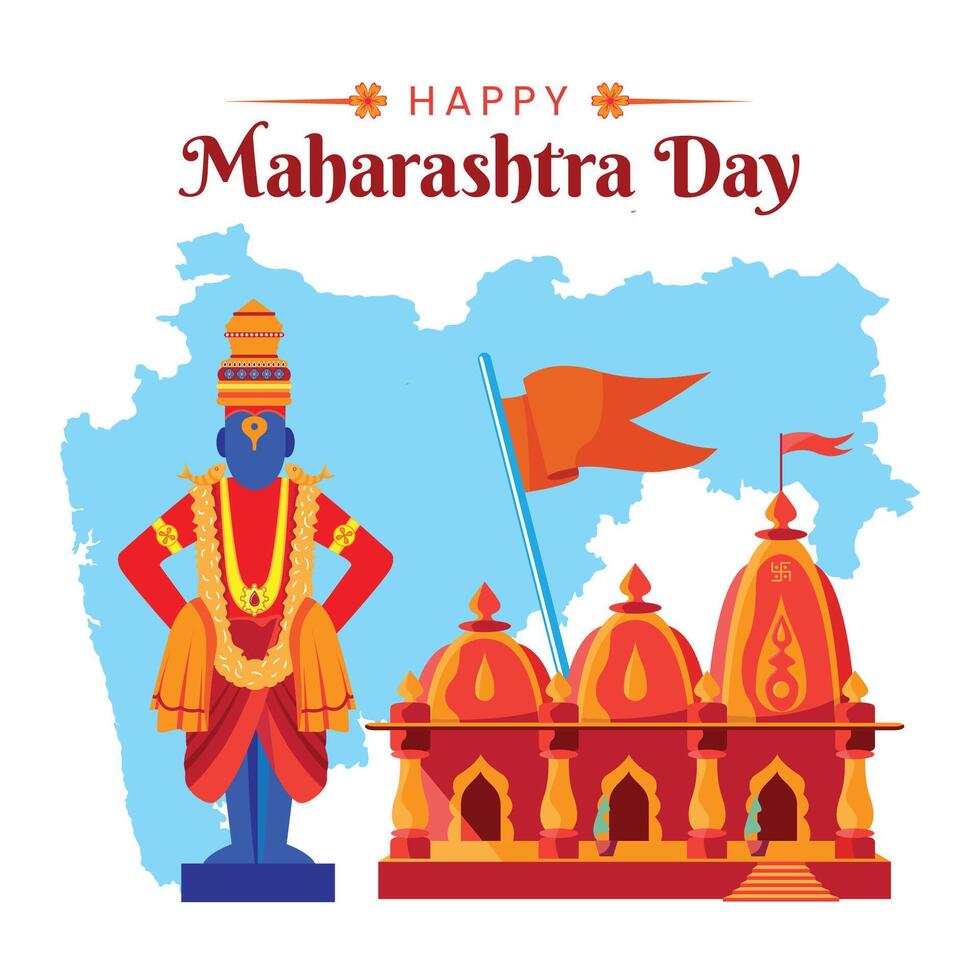 Maharshtra Day Celebration with Maharshtra Map and marathi culture greeting card banner Vector