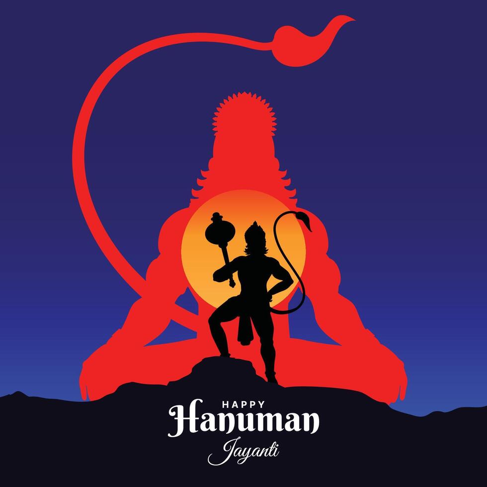 Happy Hanuman Jayanti festival, celebration of the birth of Lord Hanuman, greeting card post vector