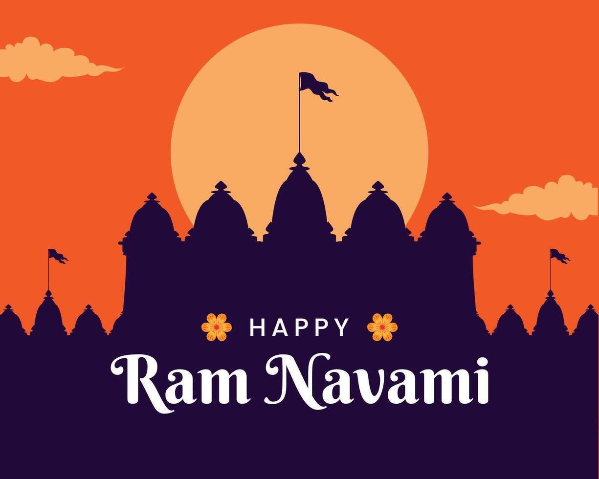 Hindu festival Happy Ram Navami celebration greeting card banner design vector