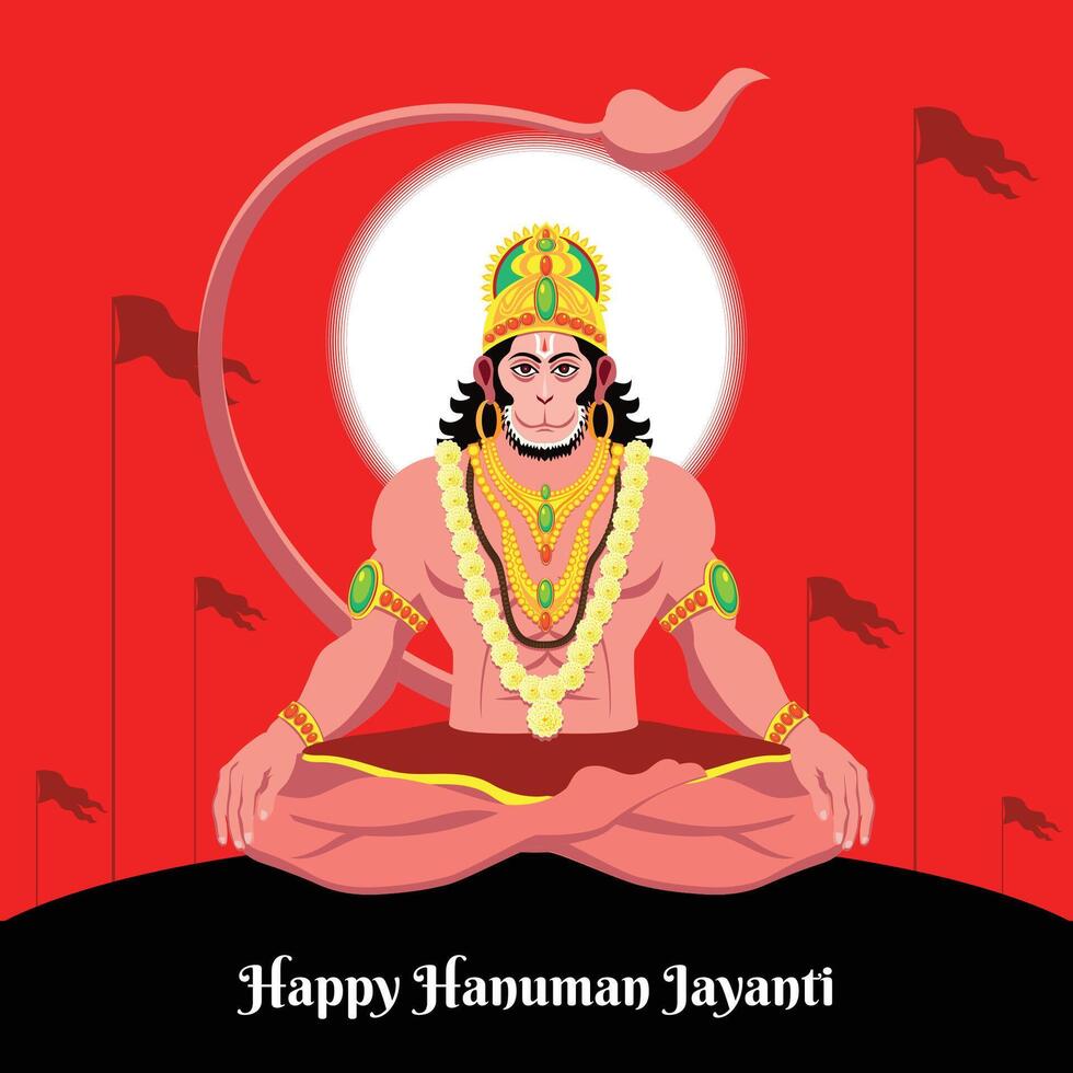 Happy Hanuman Jayanti festival, celebration of the birth of Lord Hanuman, greeting card post vector