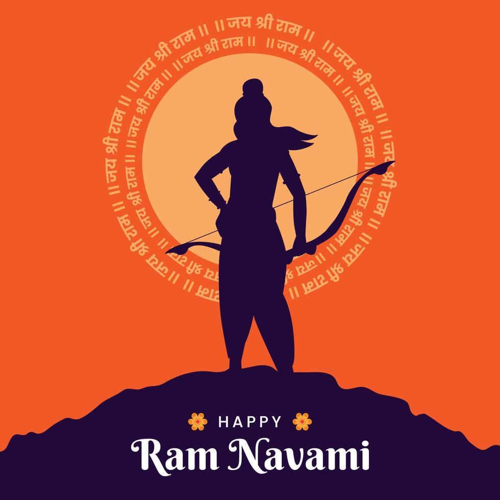 Hindu festival Happy Ram Navami celebration greeting card banner design vector