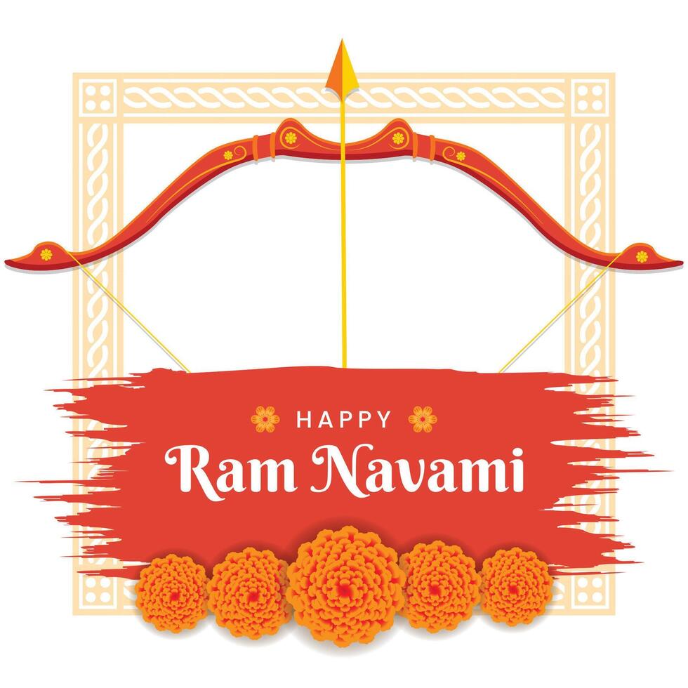 Hindu festival Happy Ram Navami celebration greeting card banner design vector