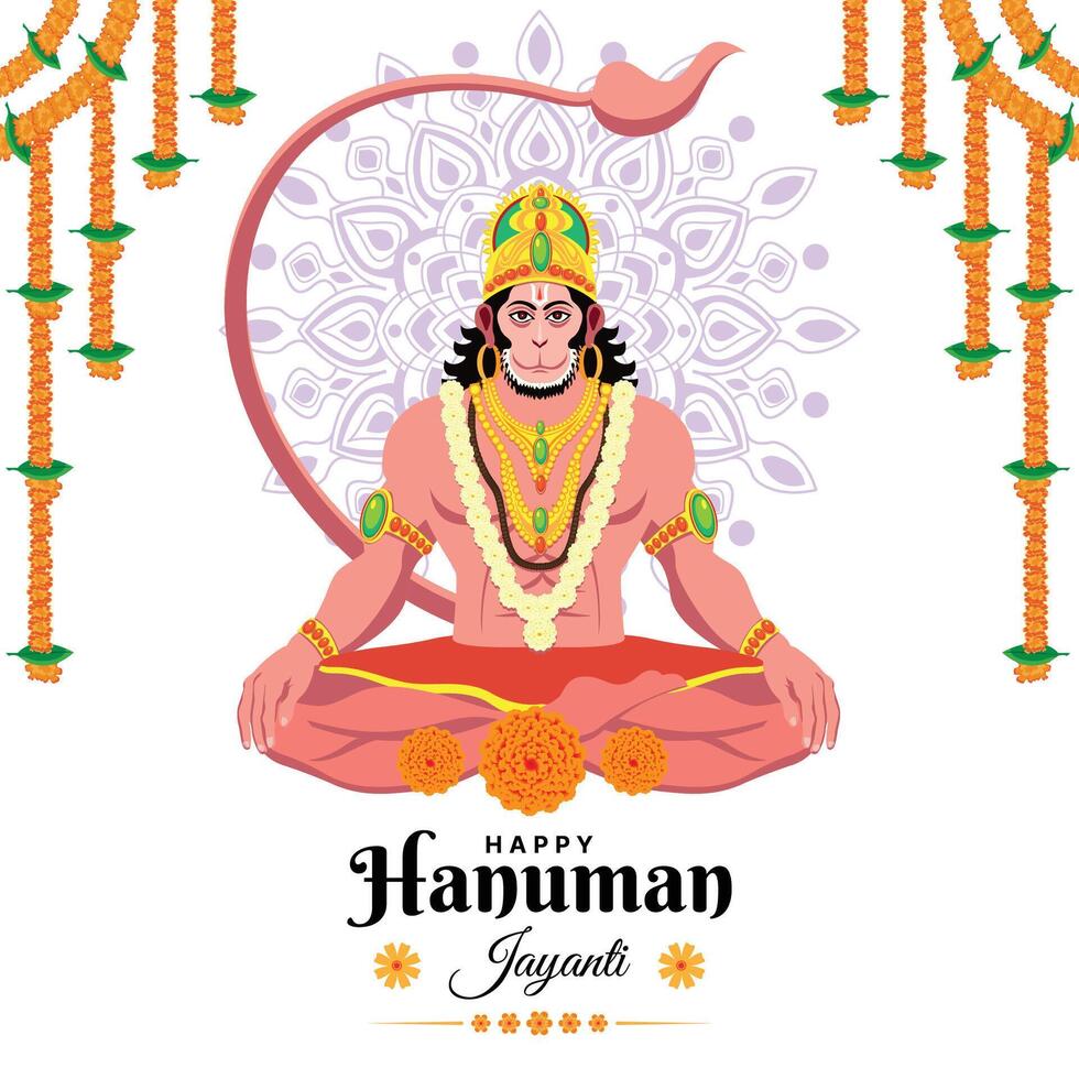 Happy Hanuman Jayanti festival, celebration of the birth of Lord Hanuman, greeting card post vector